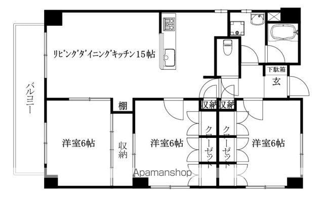 ヴォルジュ石手[3LDK/74.88m2]の間取図
