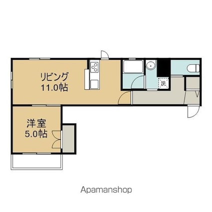 Ｈ＆Ｋ当代島[1LDK/43.79m2]の間取図
