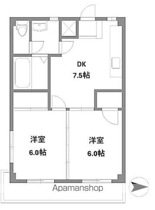 メゾンドロードＲＩＮＡ[2DK/40.15m2]の間取図