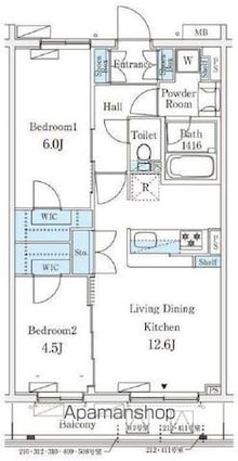 テラス杉並方南町[1LDK/54.87m2]の間取図