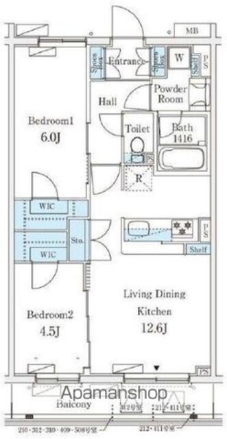 テラス杉並方南町[1LDK/54.87m2]の間取図