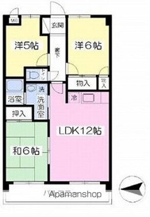 メゾンフォンテーヌ[3LDK/62.37m2]の間取図