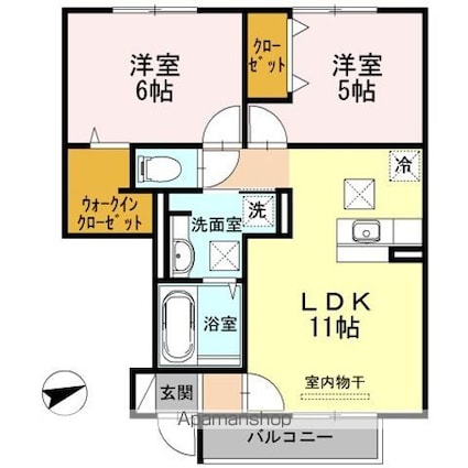 Ｙ’ｓ　コトブキ[2LDK/54.05m2]の間取図