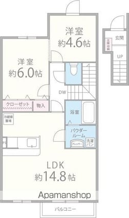 ラフィネシャトー[2LDK/58.2m2]の間取図