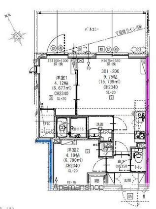 エルファーロ駒沢大学[2DK/40.07m2]の間取図