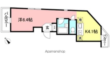 東京都世田谷区三軒茶屋２丁目[1K/22.47m2]の間取図