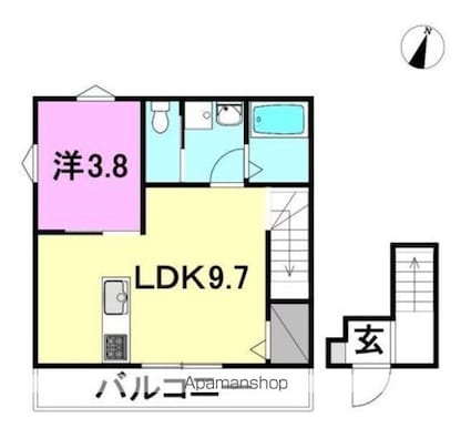 ユキエル堀江[1LDK/35.61m2]の間取図