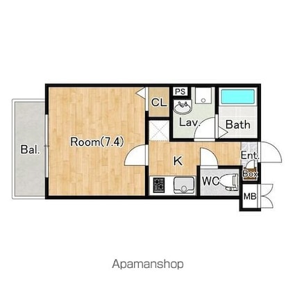 ジーメゾン我孫子柴崎台ヴェリテ[1K/25.02m2]の間取図
