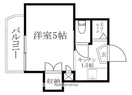エンドレスホープ清水[1K/13.77m2]の間取図