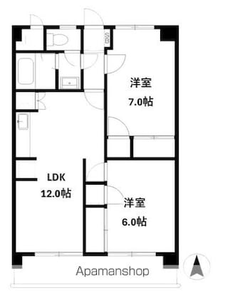 ファミーユ東石井[2LDK/56.29m2]の間取図