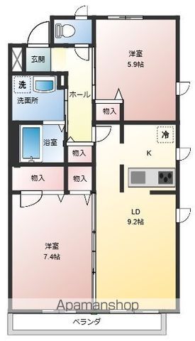 昭島市緑町のアパートの間取り