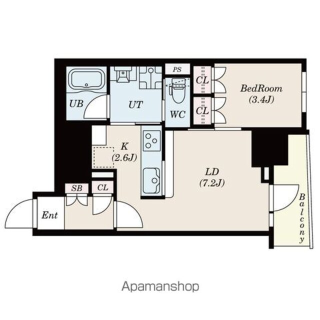 ＳーＲＥＳＩＤＥＮＣＥ日本橋馬喰町Ａｅｒｅ[1LDK/34.97m2]の間取図