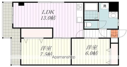 カマタハイツ[2LDK/61.71m2]の間取図