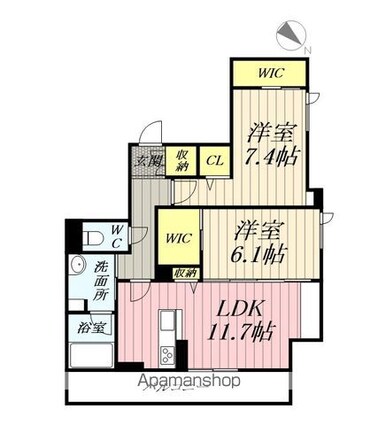 埼玉県吉川市美南２丁目[2LDK/65.6m2]の間取図