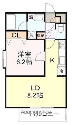 ソレアード小松島Ⅱ[1LDK/40m2]の間取図