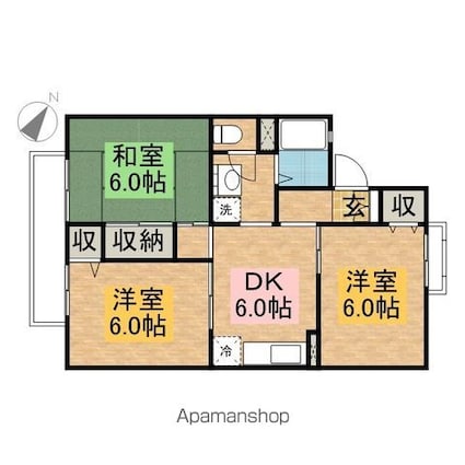 クレールＡ[3DK/53.46m2]の間取図