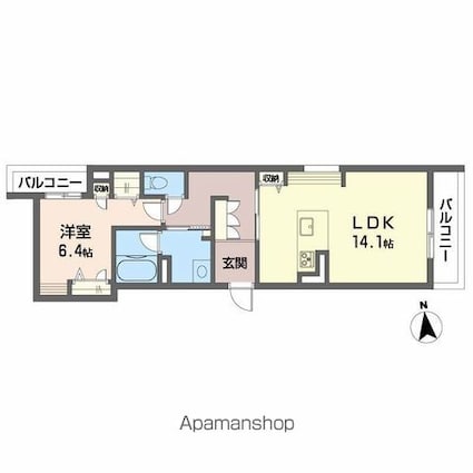 シャーメゾンマヒナ[1LDK/55.32m2]の間取図