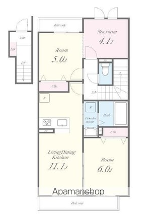 シャルマン青葉Ａ棟[2LDK/60.82m2]の間取図