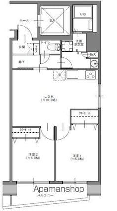 インプルーブ上野松が谷[2LDK/50.73m2]の間取図
