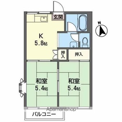 和歌山県和歌山市木ノ本[2K/35.3m2]の間取図