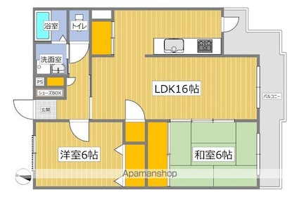 グランドマンション国母[2LDK/68.41m2]の間取図