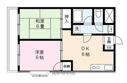 パークサイドＭ[2DK/42.12m2]の間取図