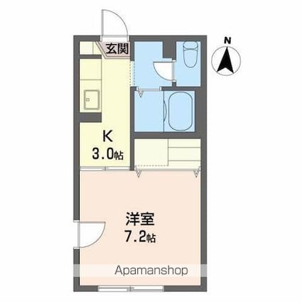 メゾンパークス[1K/24.5m2]の間取図