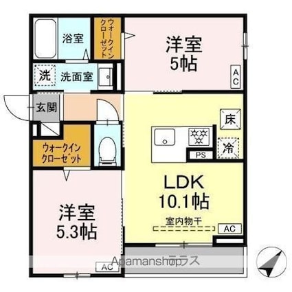 Ａｓｓｅｔ－Ｃｏｕｒｔ曙町[2LDK/46.57m2]の間取図