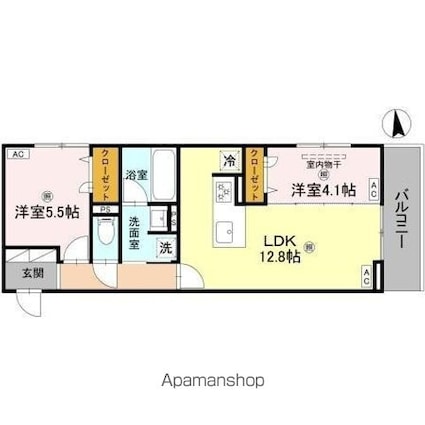 ＤーＲＯＯＭ　東矢倉[2LDK/54.36m2]の間取図