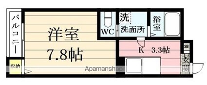 クレフラスト台原駅前[1K/24.58m2]の間取図