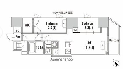 　ＧＲＡＮ　ＰＡＳＥＯ蔵前Ⅱ[2LDK/40.3m2]の間取図