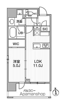 シーズンフラッツ新御徒町イースト[1LDK/40.62m2]の間取図