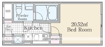 東京都杉並区和田２丁目[1K/20.52m2]の間取図
