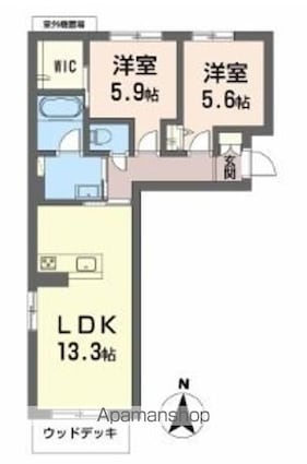 シャーメゾン　グラースⅡ[2LDK/58.6m2]の間取図