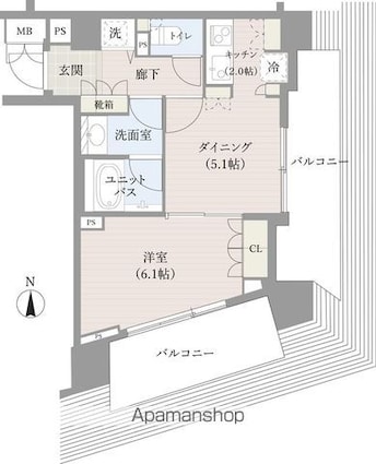 セントラルレジデンス番町シティタワー[1LDK/36.05m2]の間取図