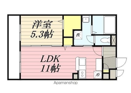 パークヒルズ知手[1LDK/40.04m2]の間取図