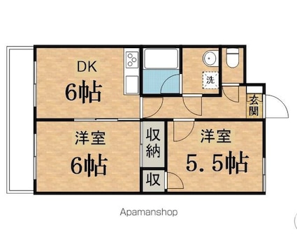 まほろば２１[2DK/46.2m2]の間取図