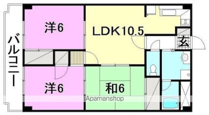 ロイヤルアネックス土居田[3LDK/63m2]の間取図