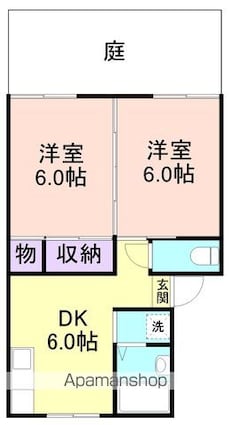 和歌山県和歌山市鳴神[2DK/38.8m2]の間取図