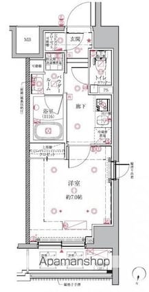 クレイシアＩＤＺ北赤羽[1K/26m2]の間取図