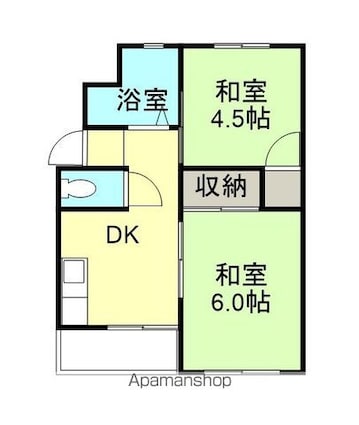 和歌山県和歌山市毛見[2DK/44.1m2]の間取図
