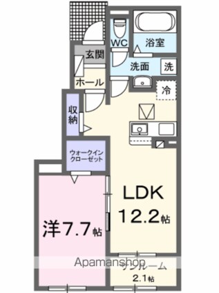 サンパレス木田Ｂ[1LDK/50.14m2]の間取図