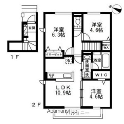 ミルヴィラージュ[3LDK/63.63m2]の間取図
