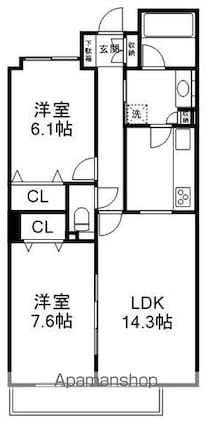 ドルチェ[2LDK/64.85m2]の間取図