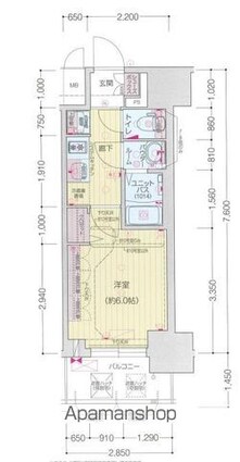 プレサンス上前津ディアシス[1K/21.66m2]の間取図