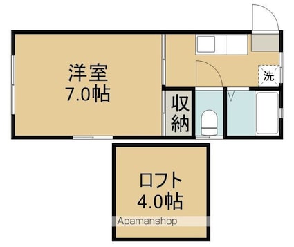 プリンスコート苦竹Ａ[1K/22m2]の間取図