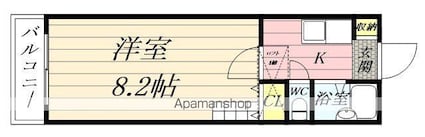リトルシャトー上杉[1K/24.57m2]の間取図