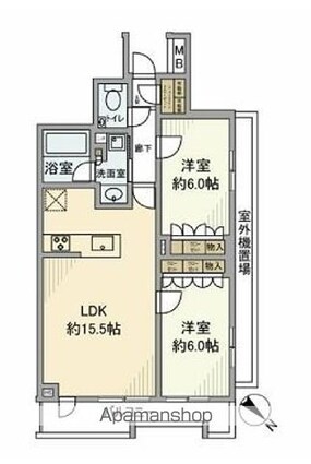 オープンレジデンシア白山[2LDK/60.01m2]の間取図