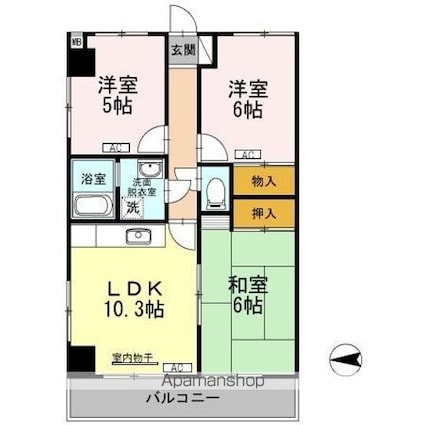 フリーダム光が丘Ⅱ[3LDK/61.1m2]の間取図