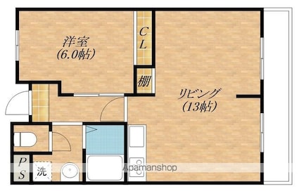 スカイハイツ[1LDK/44.55m2]の間取図